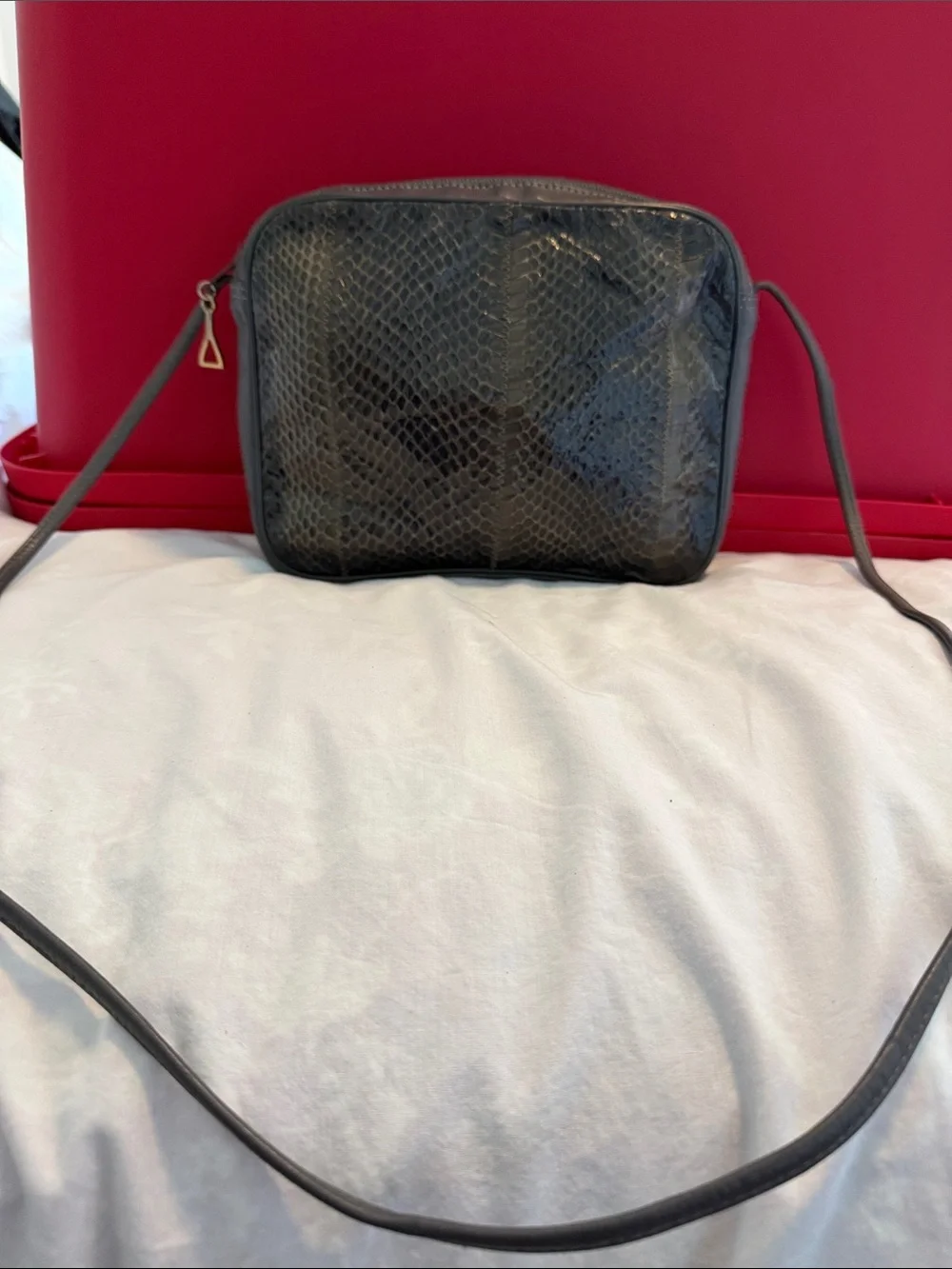 Vintage David Mehler for Dane Grey Snake skin and leather rossbody Bag